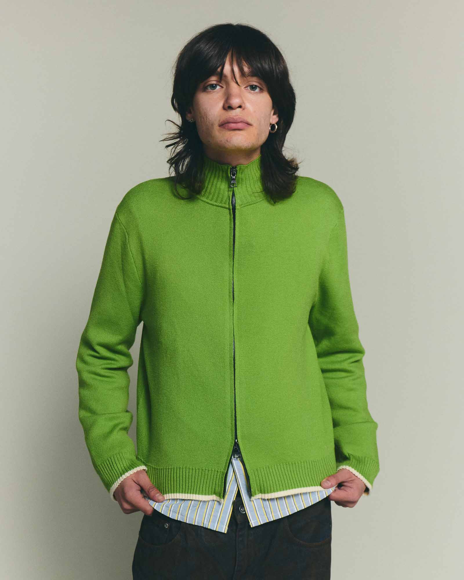 Apres Knit Zip Up Sweater - Green – Noi Collective
