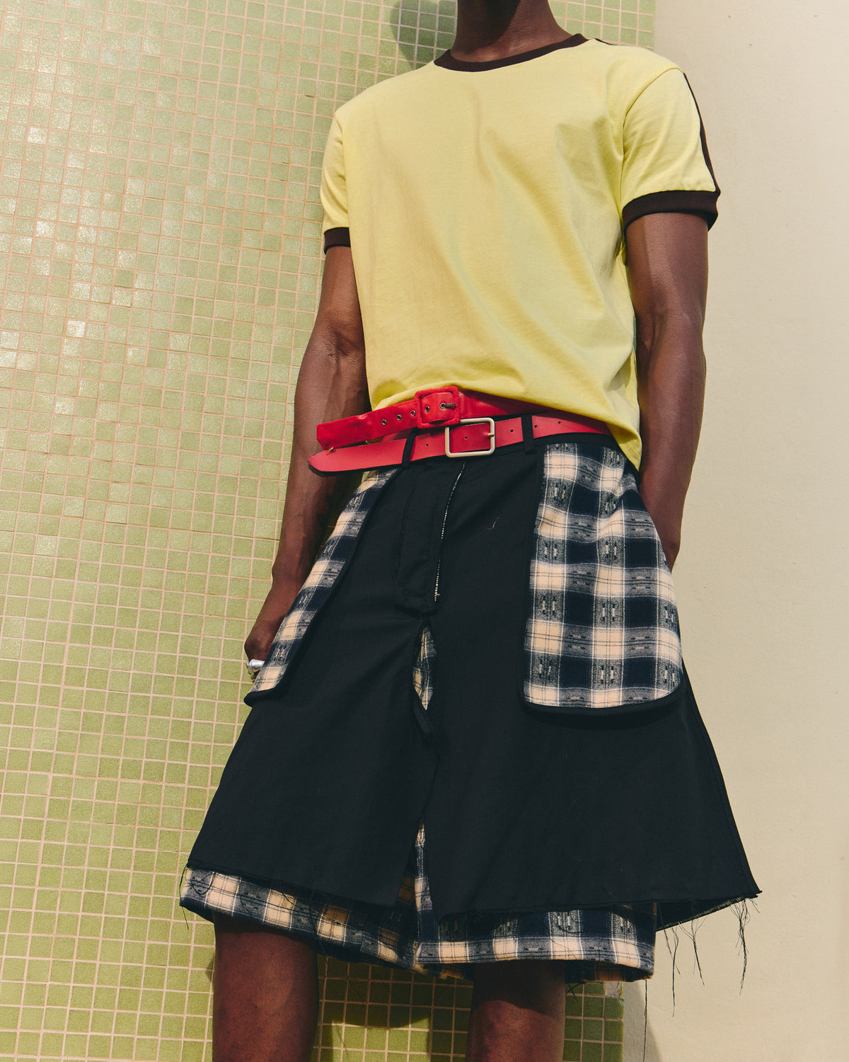 Balance Tartan Layered Shorts - Black