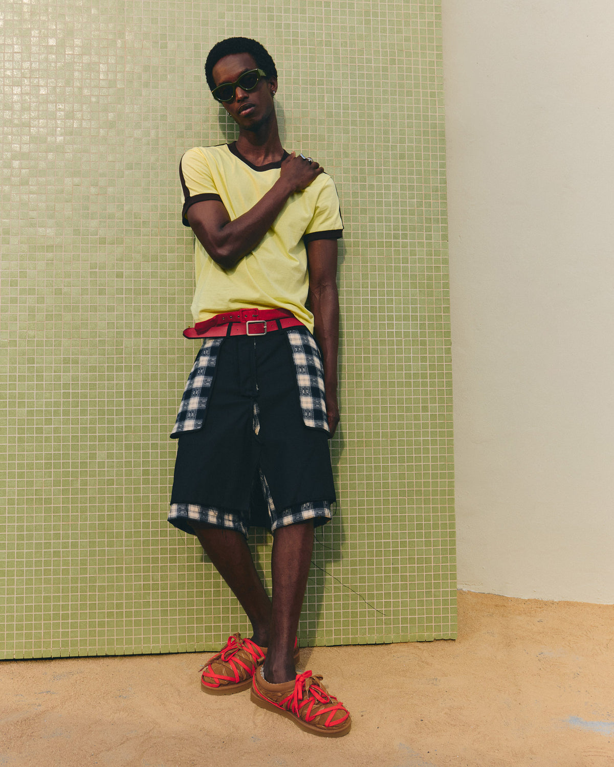 Balance Tartan Layered Shorts - Black