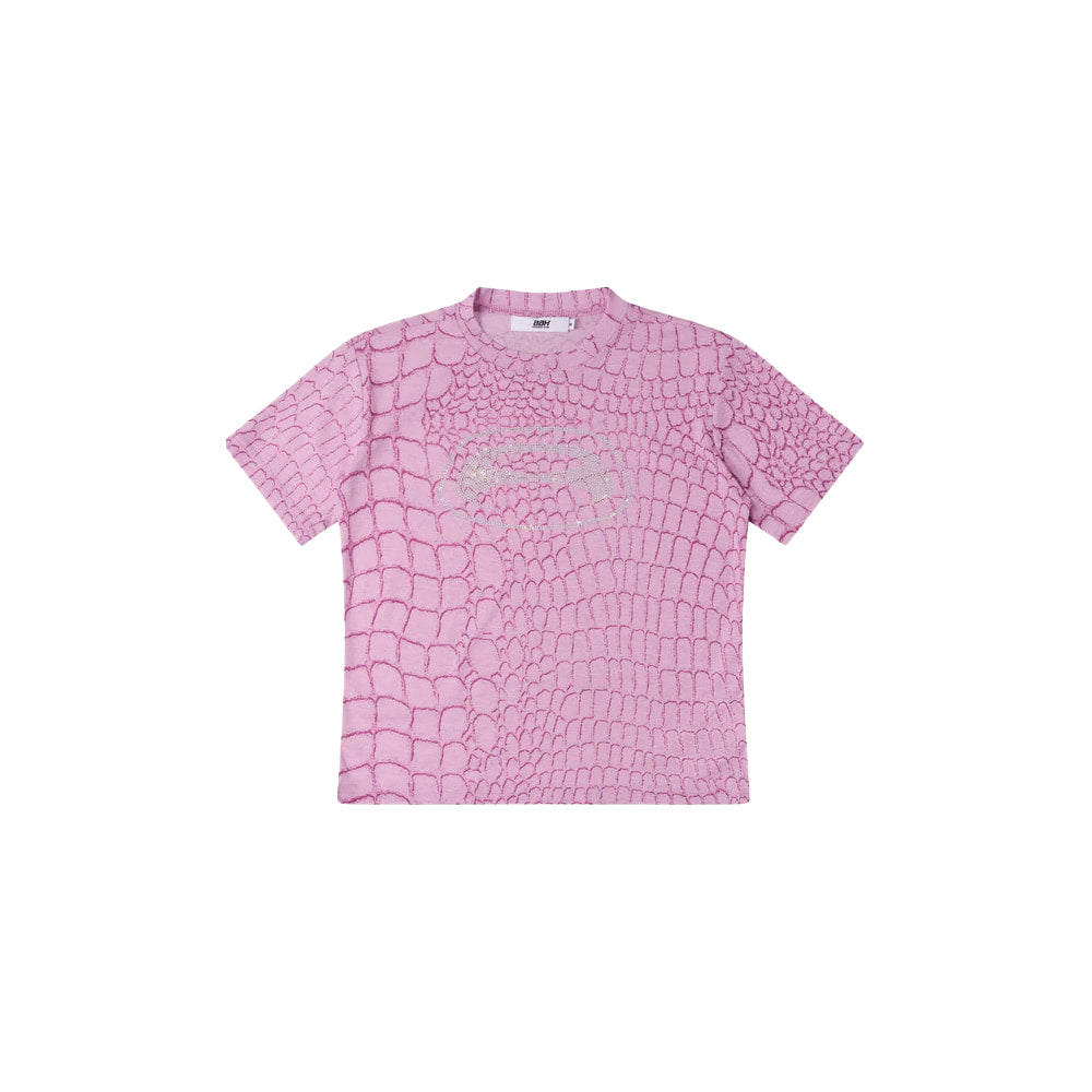 Club Print Crop T Shirt - Pink