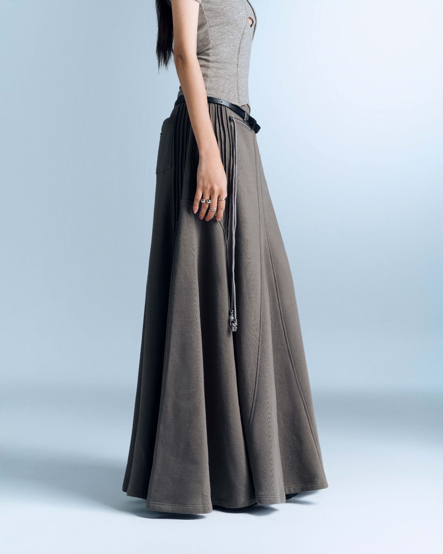 Ribbed Skirt - Grey