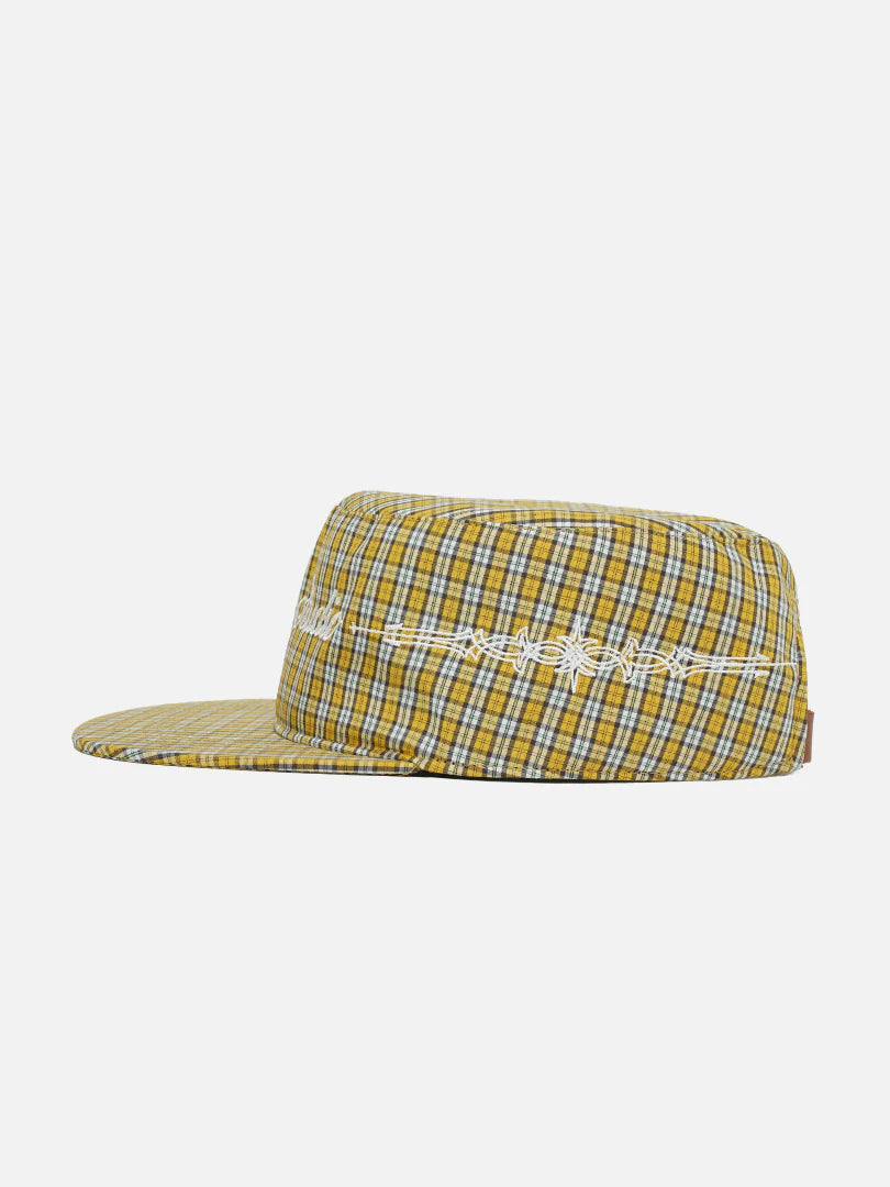 Plaid Pillbox Cap - Yellow