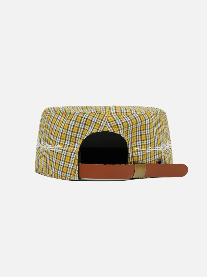 Plaid Pillbox Cap - Yellow