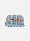 Plaid Pillbox Cap - Blue