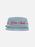Plaid Pillbox Cap - Blue