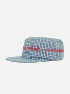 Plaid Pillbox Cap - Blue