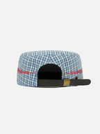 Plaid Pillbox Cap - Blue