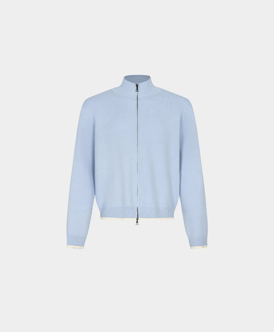 Apres Knit Zip Up Sweater - Baby Blue