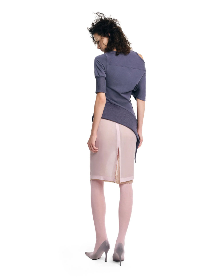 Asymmetric Rib-Knit Top - Purple