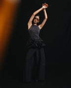 Ribbed Bubble Skirt - Black