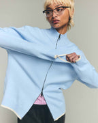 Apres Knit Zip Up Sweater - Baby Blue