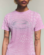 Club Print Crop T Shirt - Pink