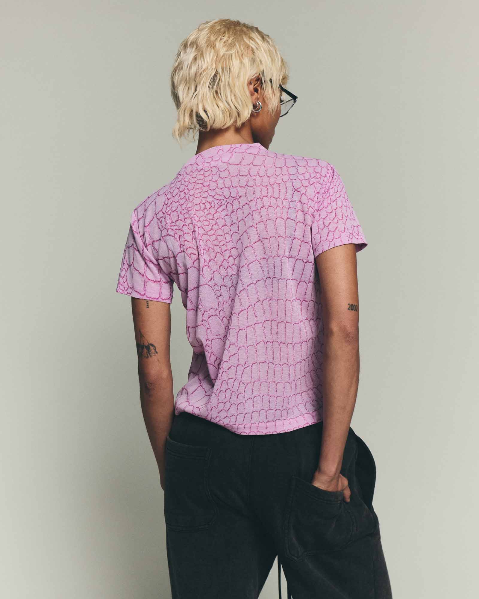 Club Print Crop T Shirt - Pink