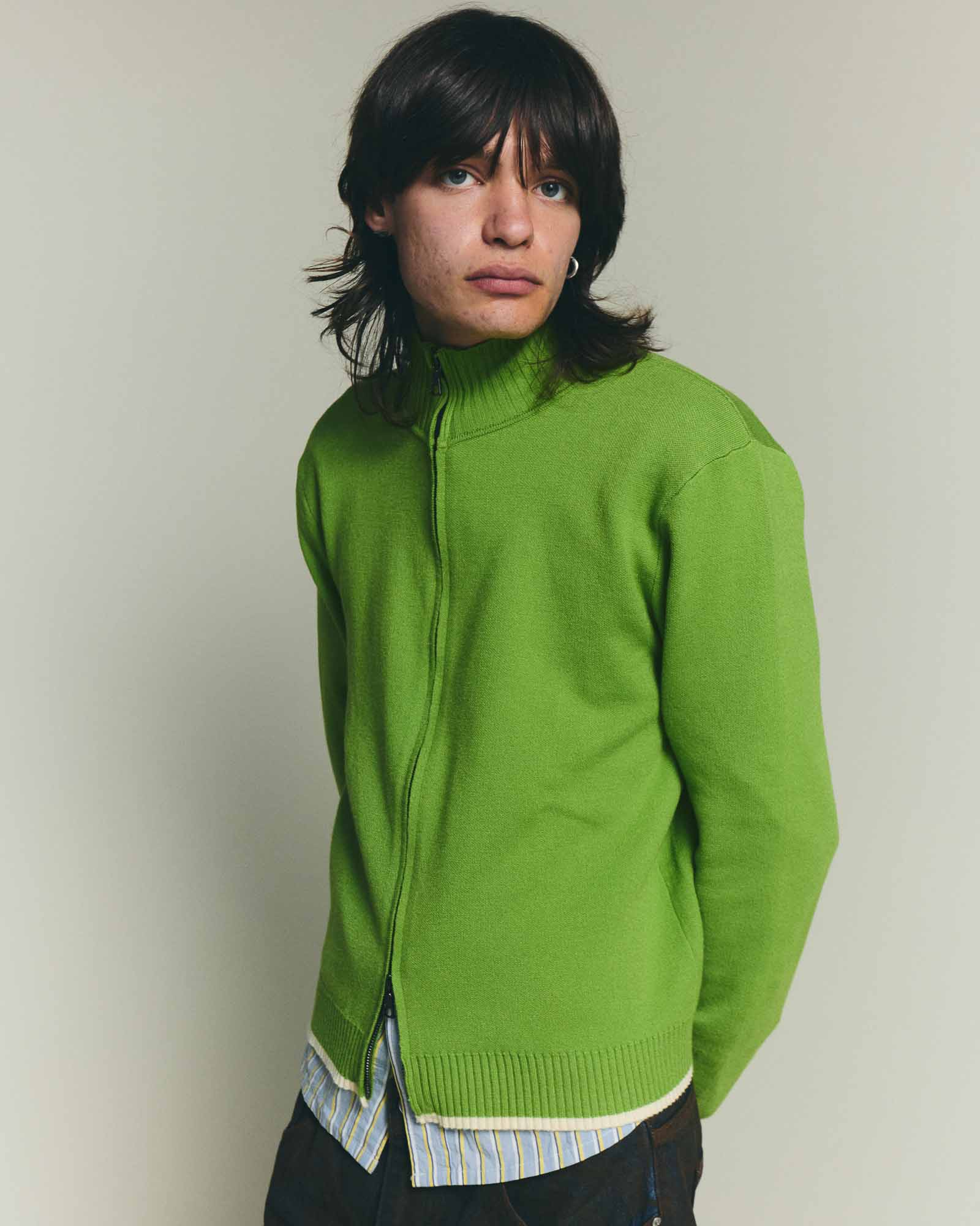 Apres Knit Zip Up Sweater - Green