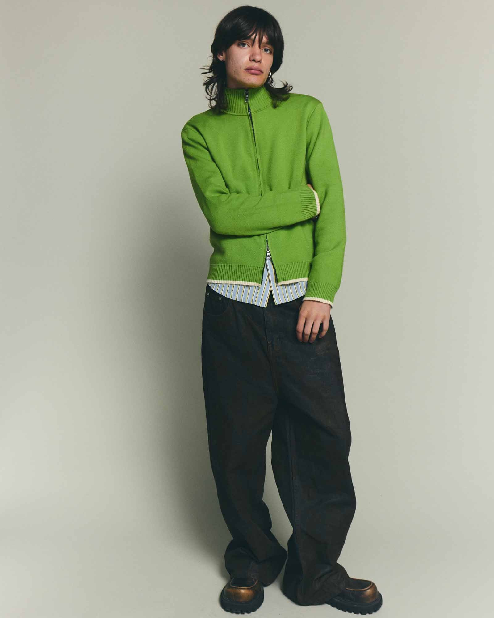 Apres Knit Zip Up Sweater - Green