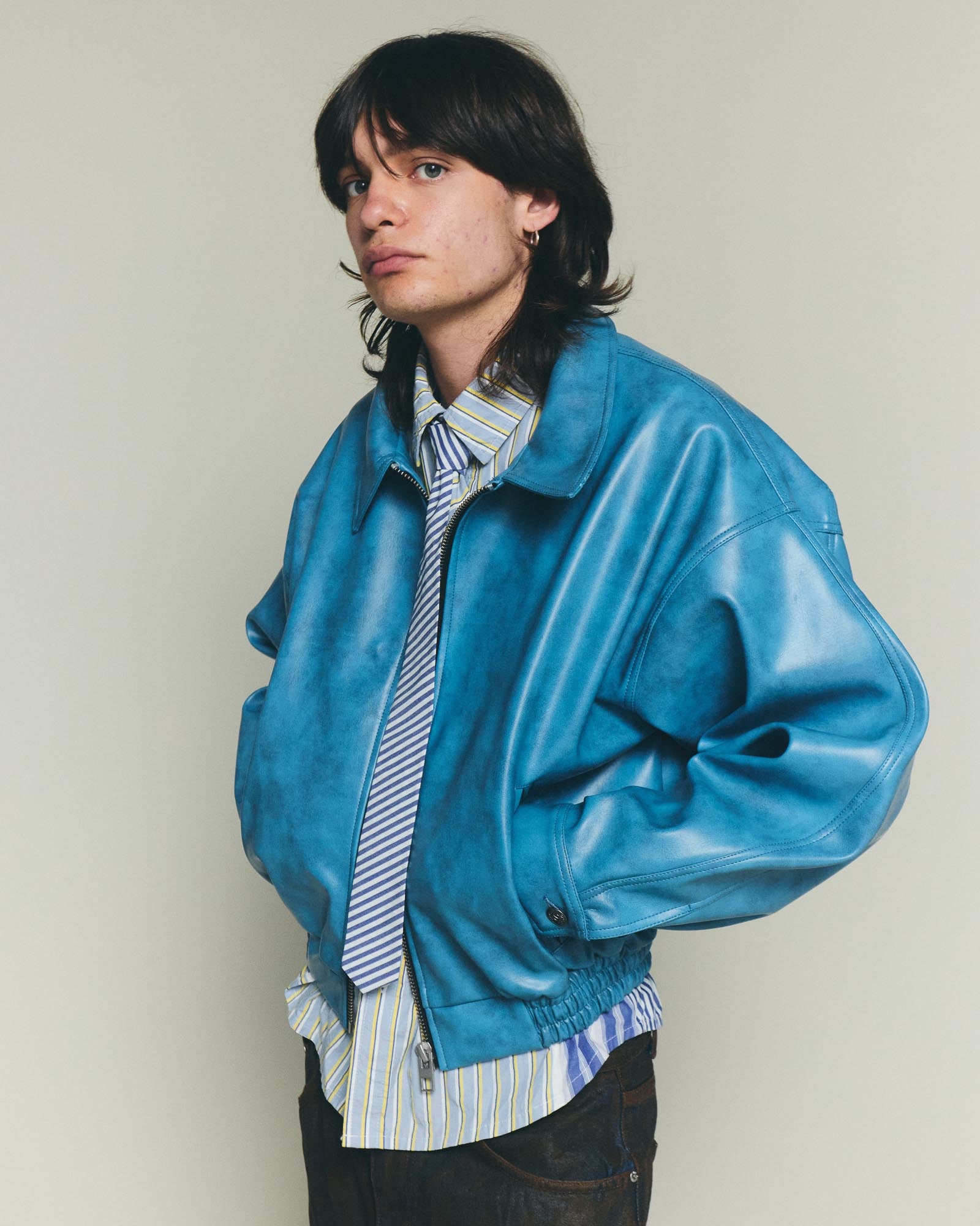 Leather Jacket - Blue