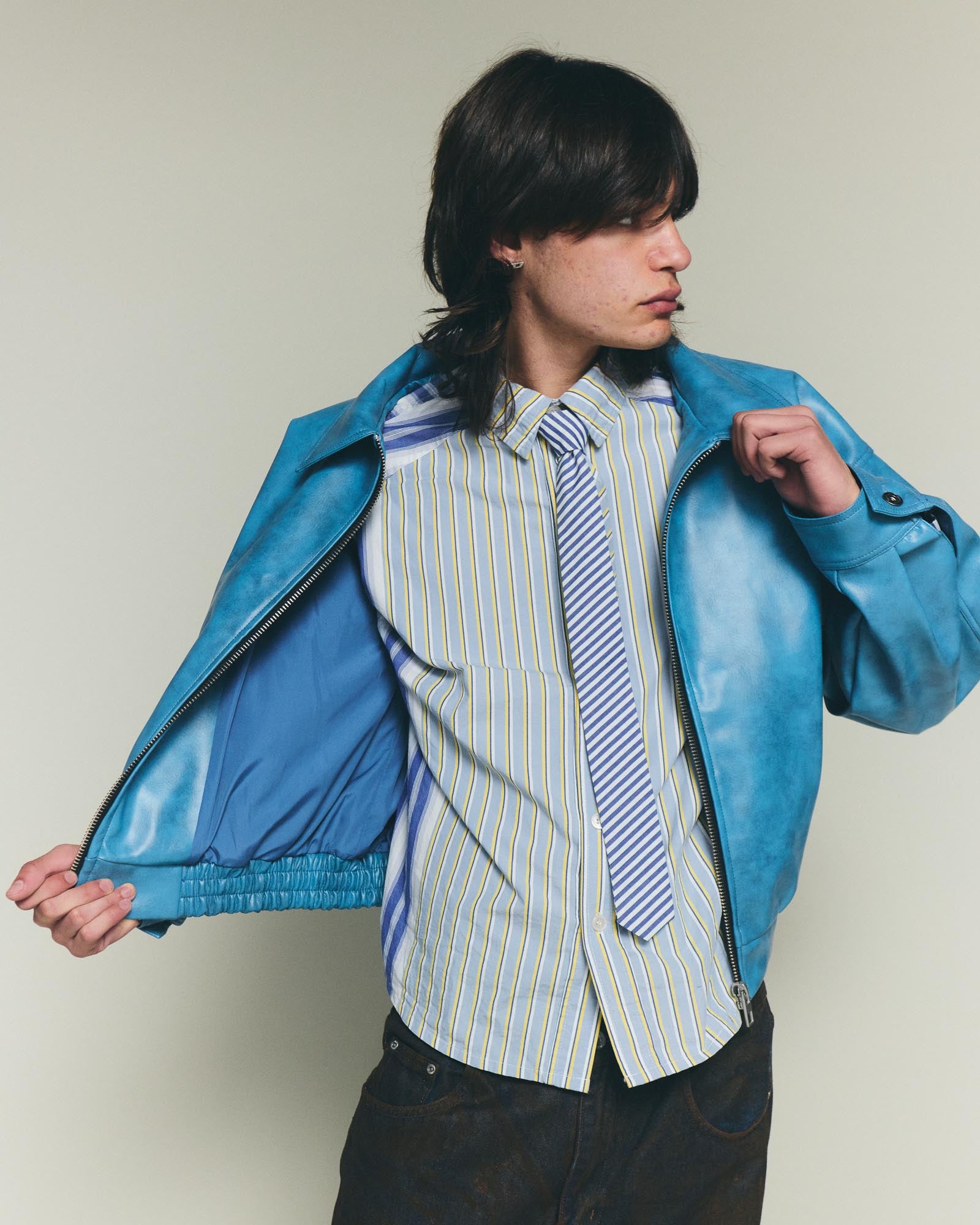 Leather Jacket - Blue
