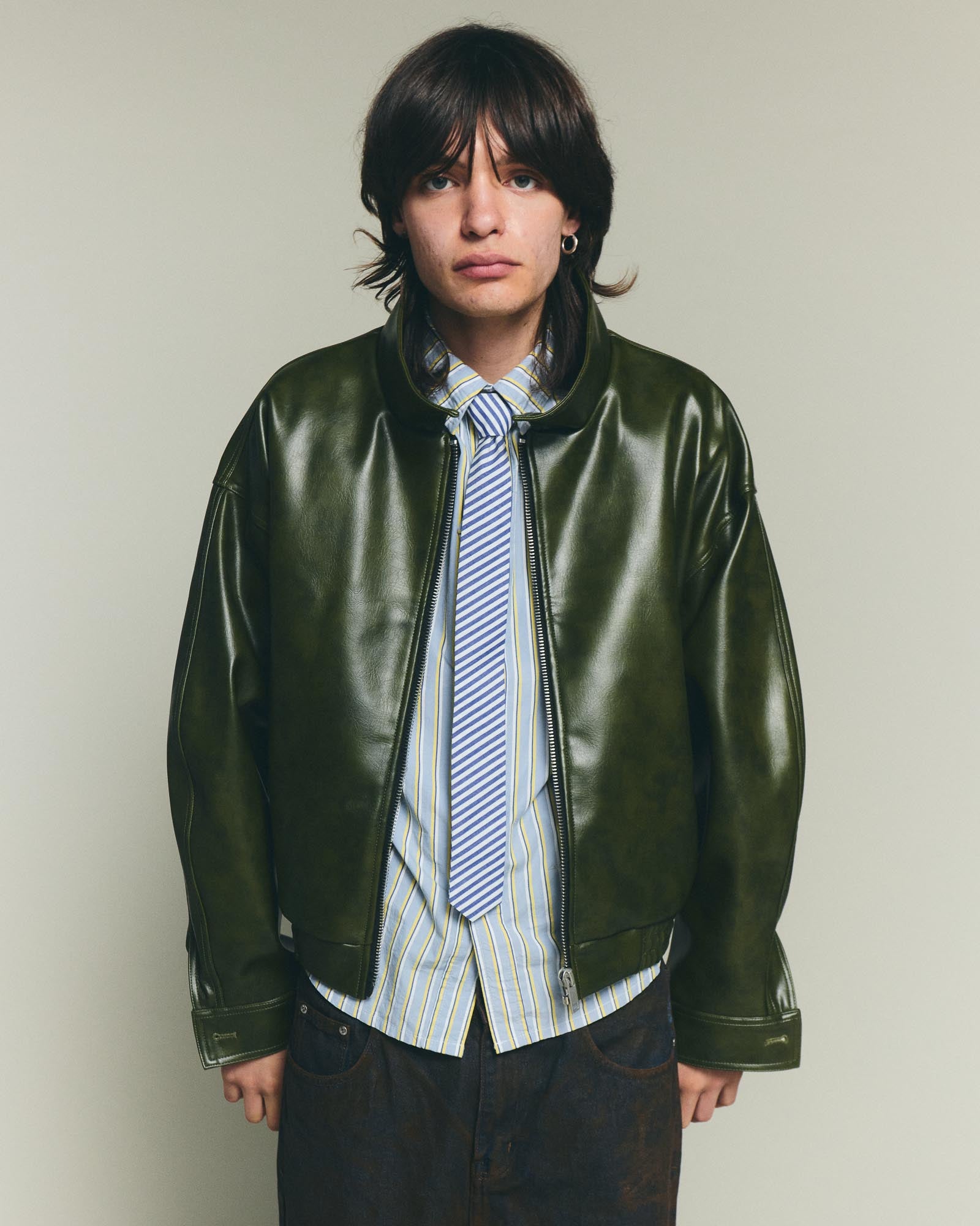 Leather Jacket - Olive