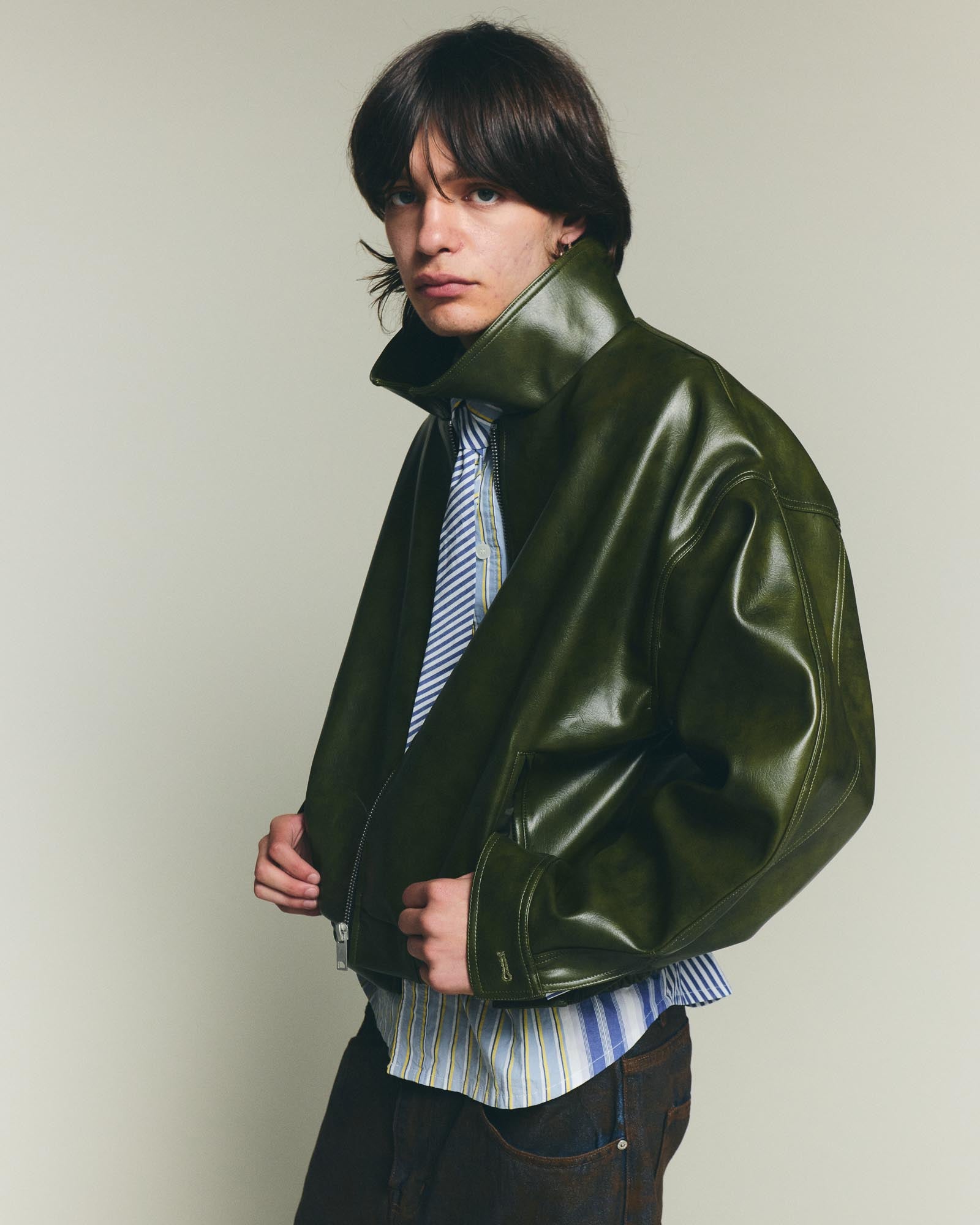 Leather Jacket - Olive