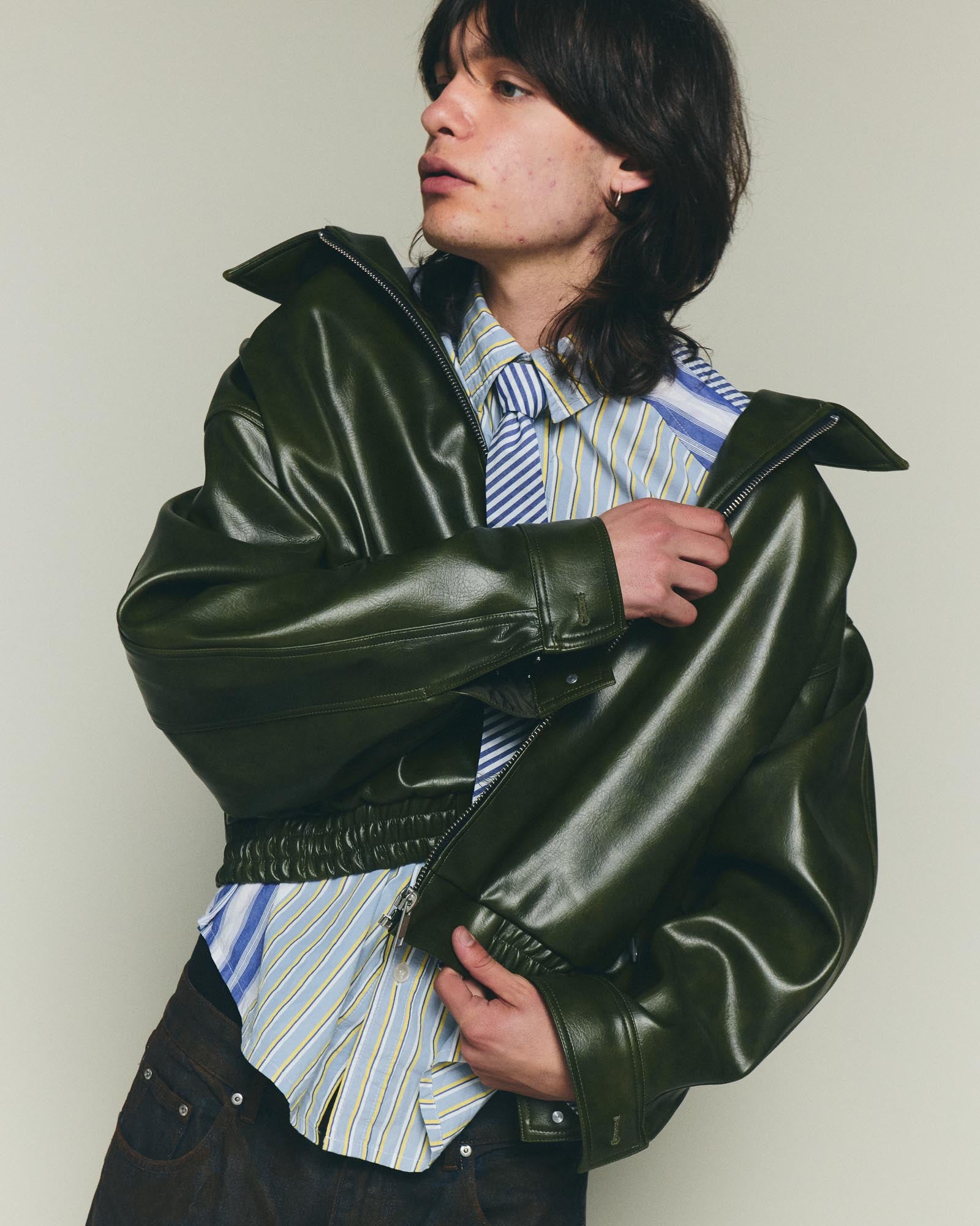 Leather Jacket - Olive
