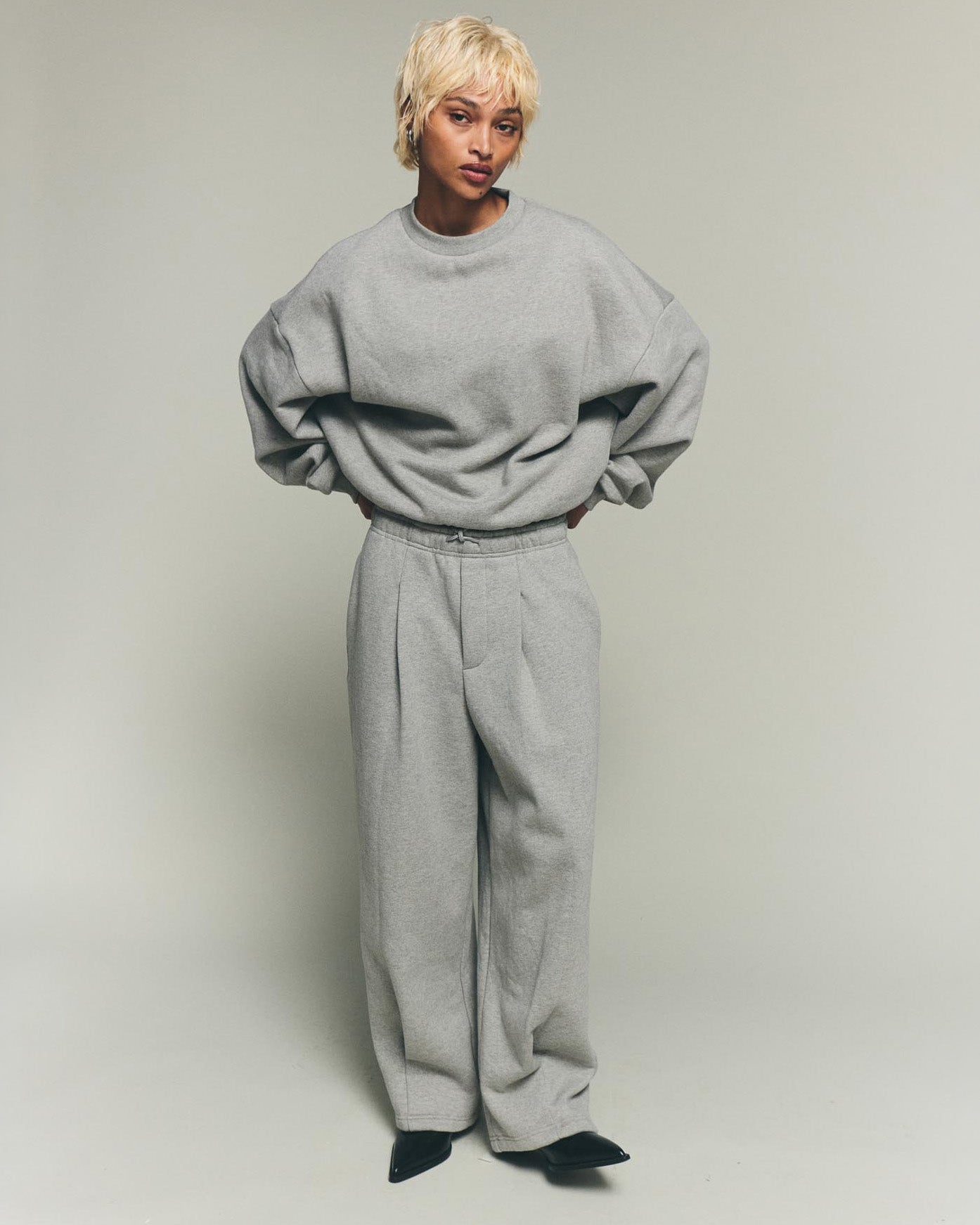 Pleated Track Pants - Cement