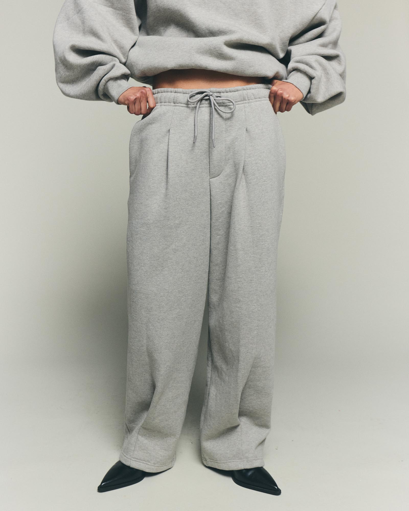 Pleated Track Pants - Cement