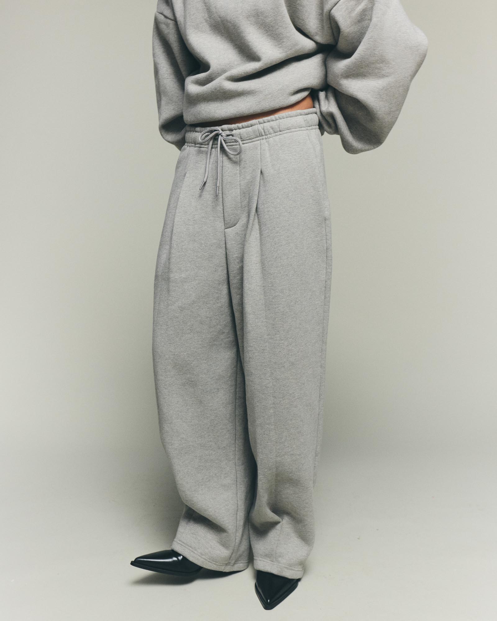 Pleated Track Pants - Cement