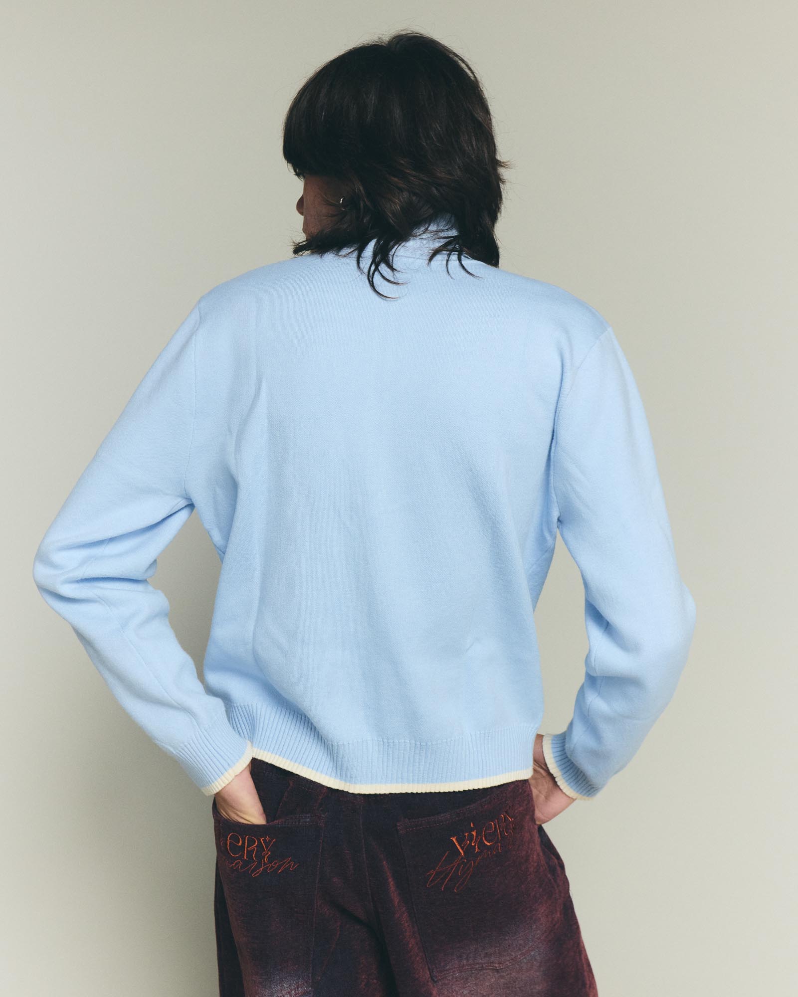 Apres Knit Zip Up Sweater - Baby Blue