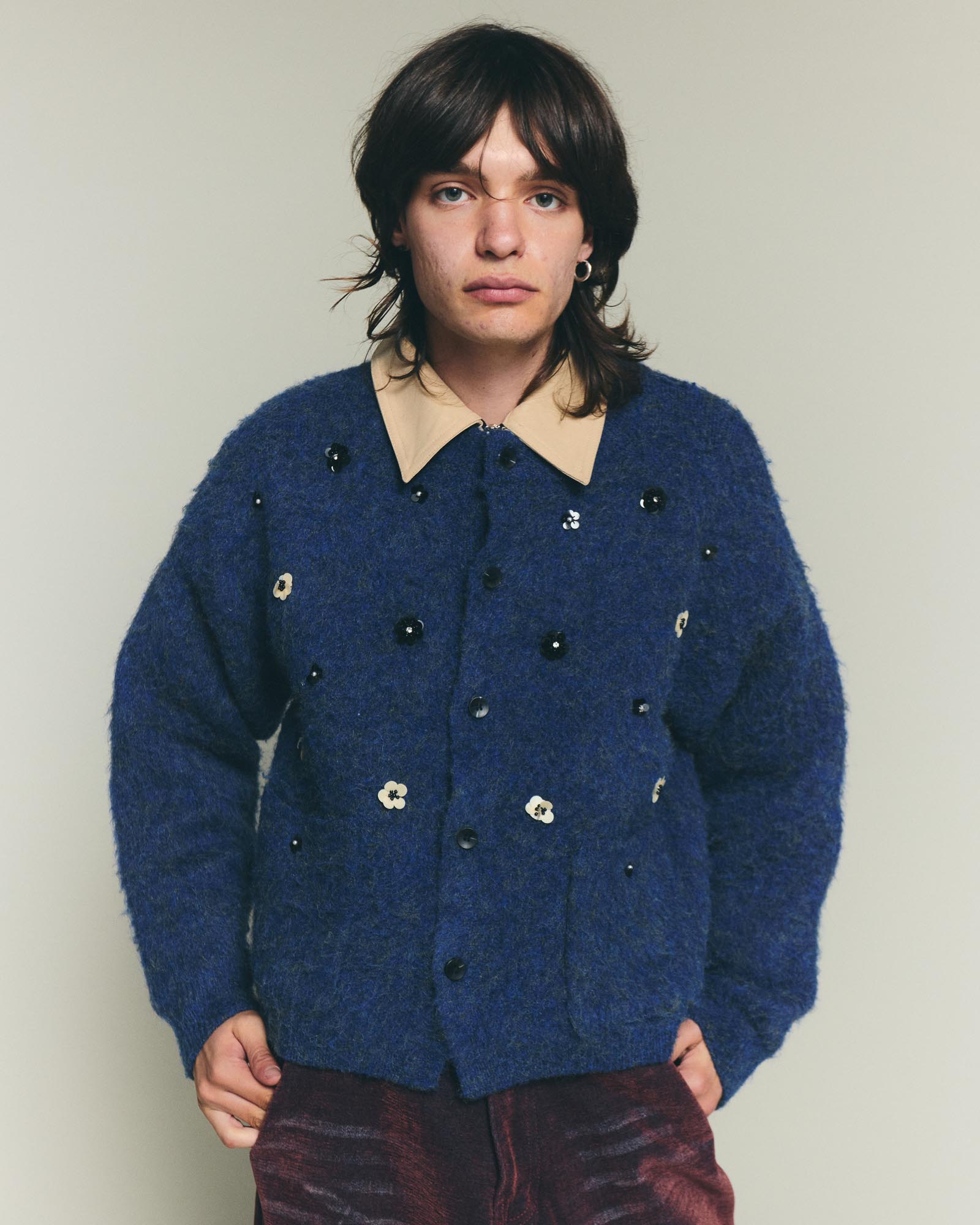 Flower Cardigan - Deep Royal Blue