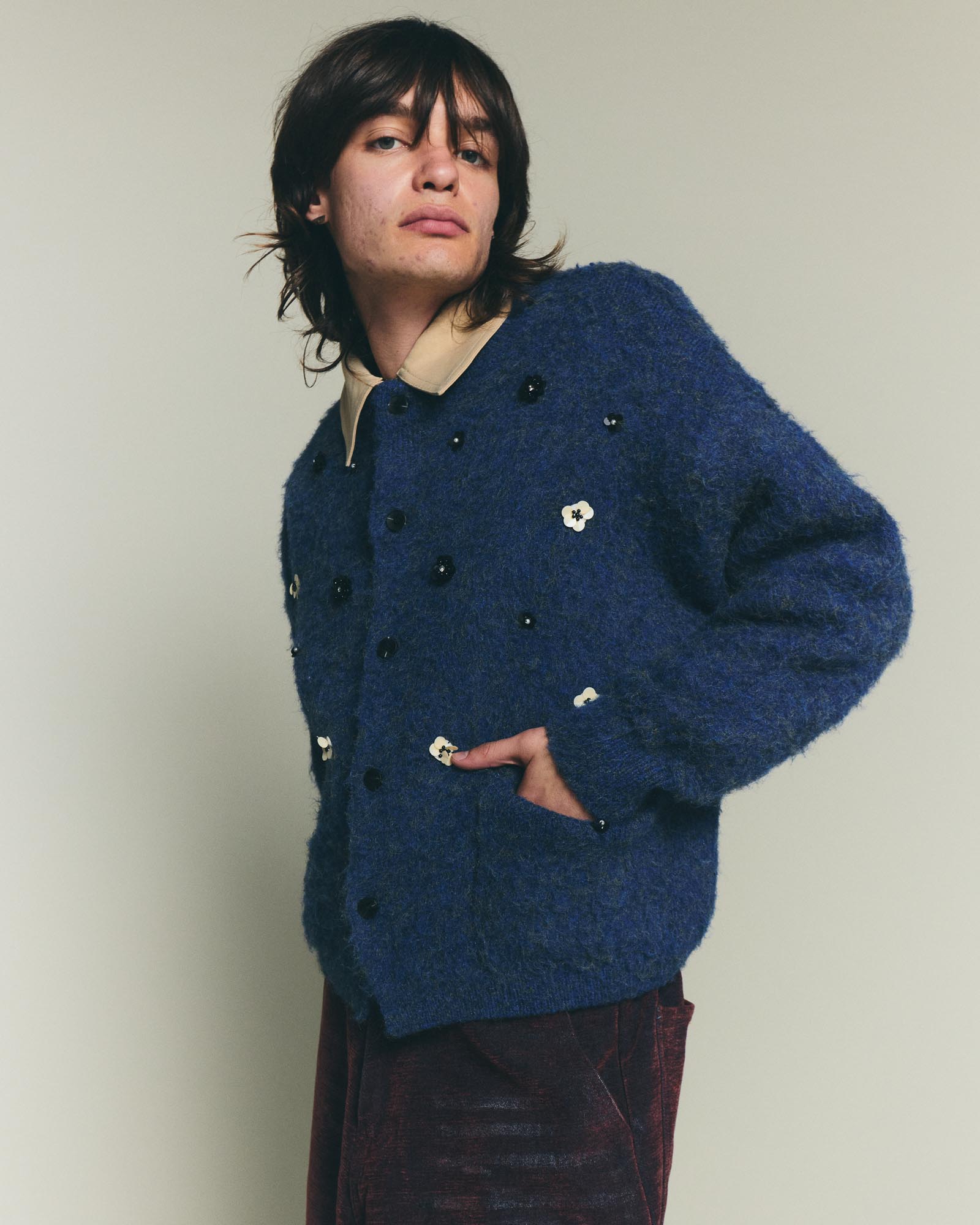 Flower Cardigan - Deep Royal Blue