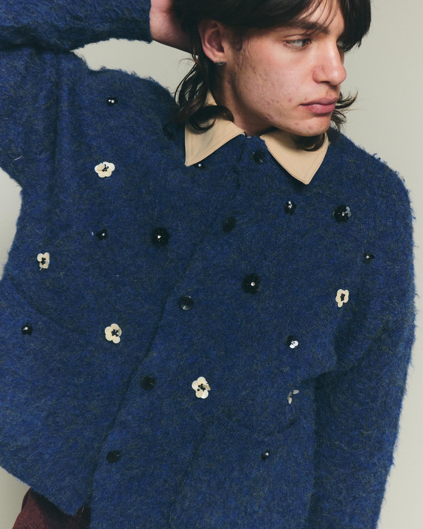 Flower Cardigan - Deep Royal Blue