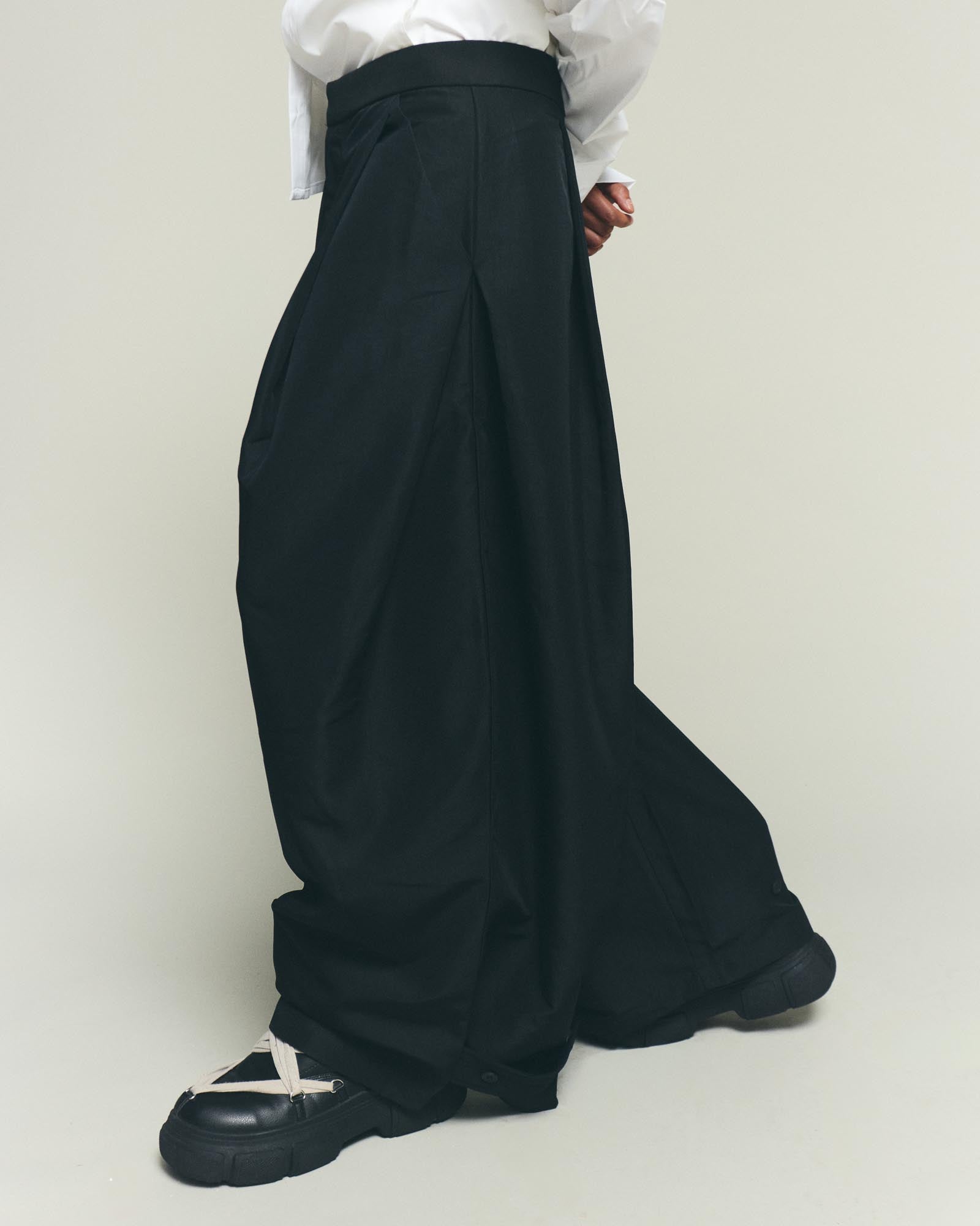 Pleated Wide Pants - Black