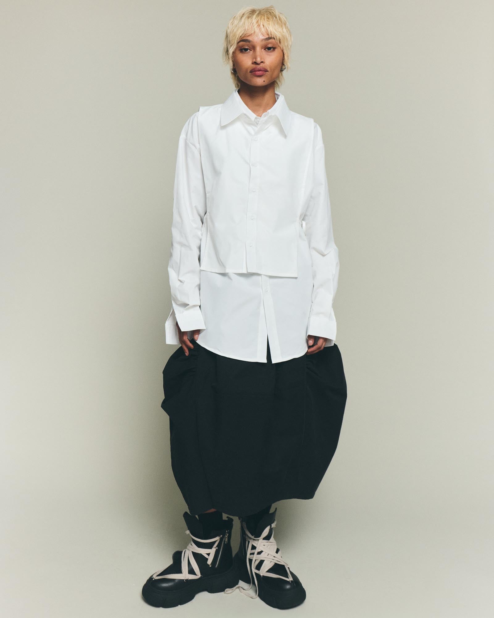 Modular Poplin Shirt - White