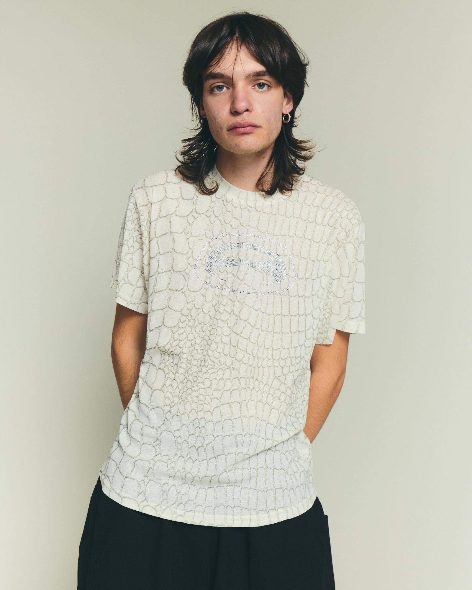 Club Print T Shirt - Vanilla
