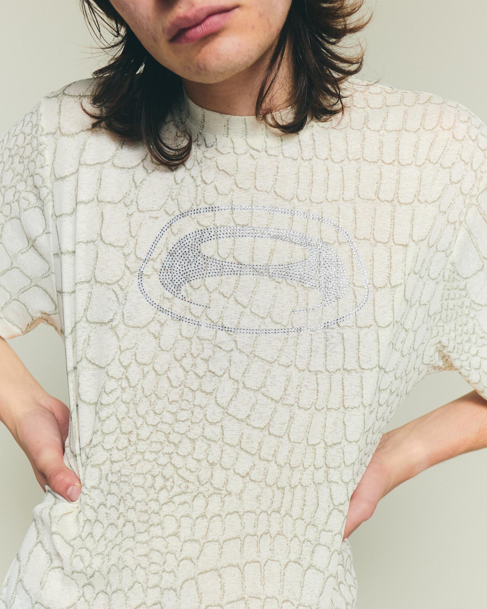 Club Print T Shirt - Vanilla