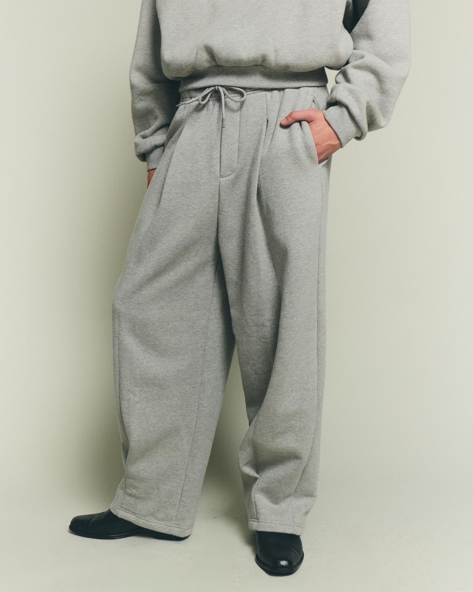 Pleated Track Pants - Cement