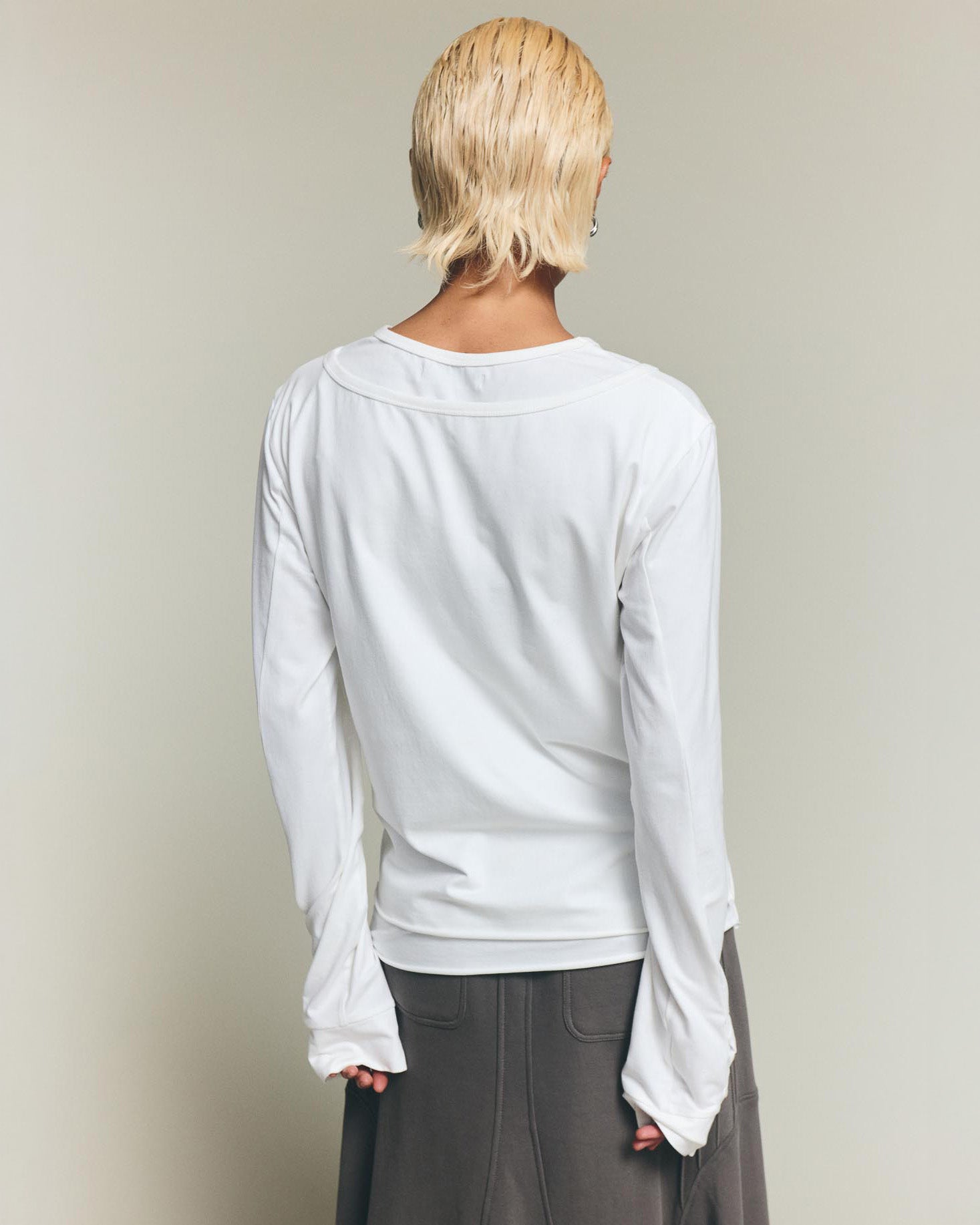 Dual Layer Henley Shirt - White