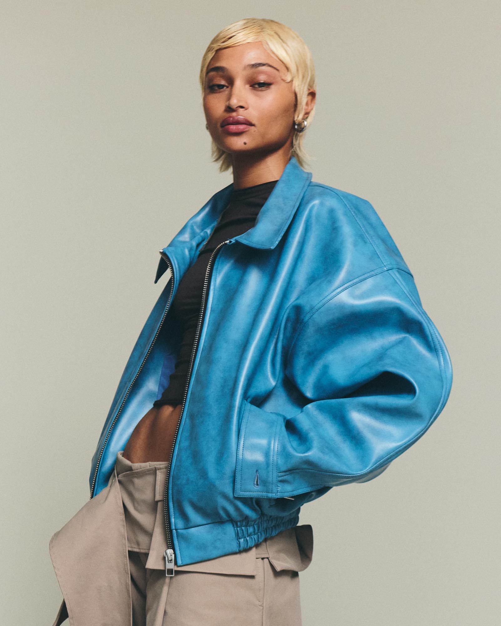 Leather Jacket - Blue