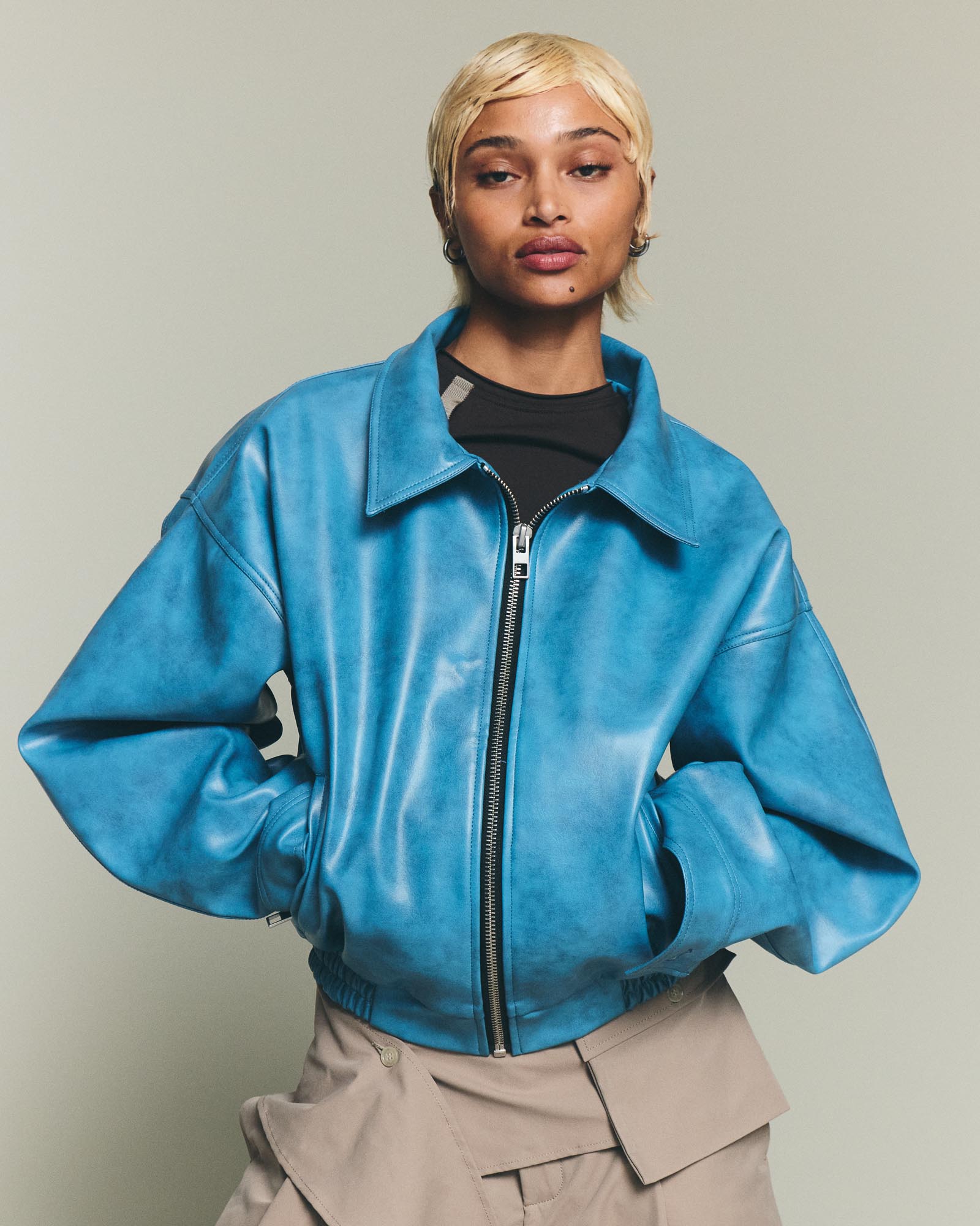 Leather Jacket - Blue