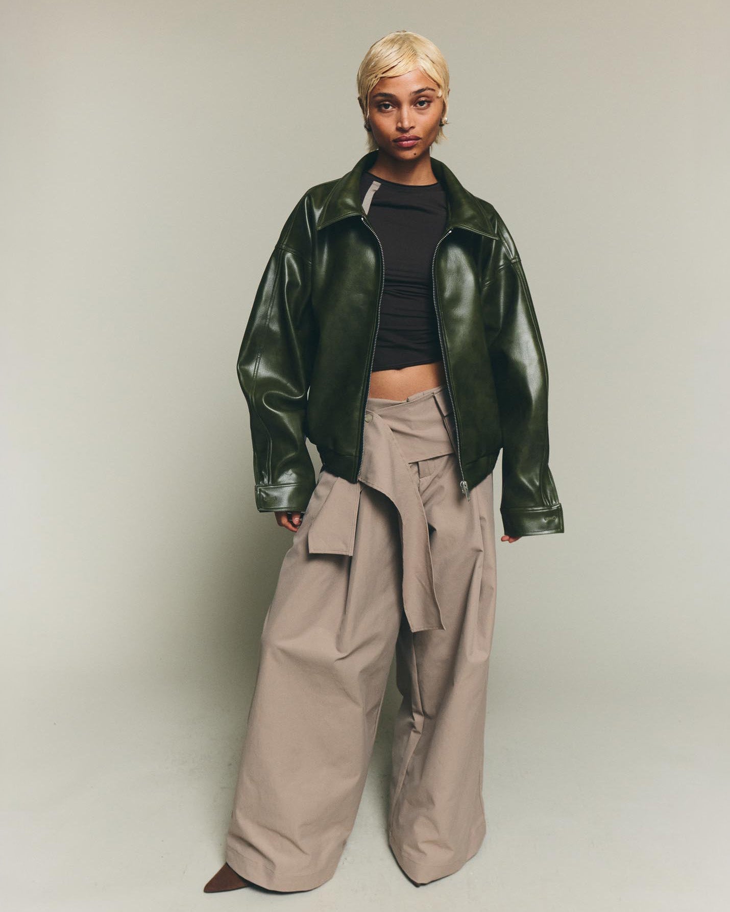 Leather Jacket - Olive