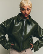 Leather Jacket - Olive