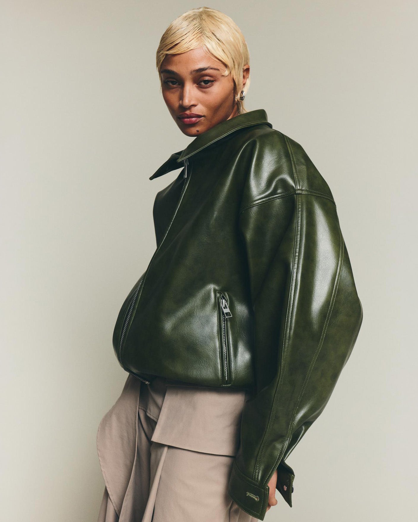 Leather Jacket - Olive