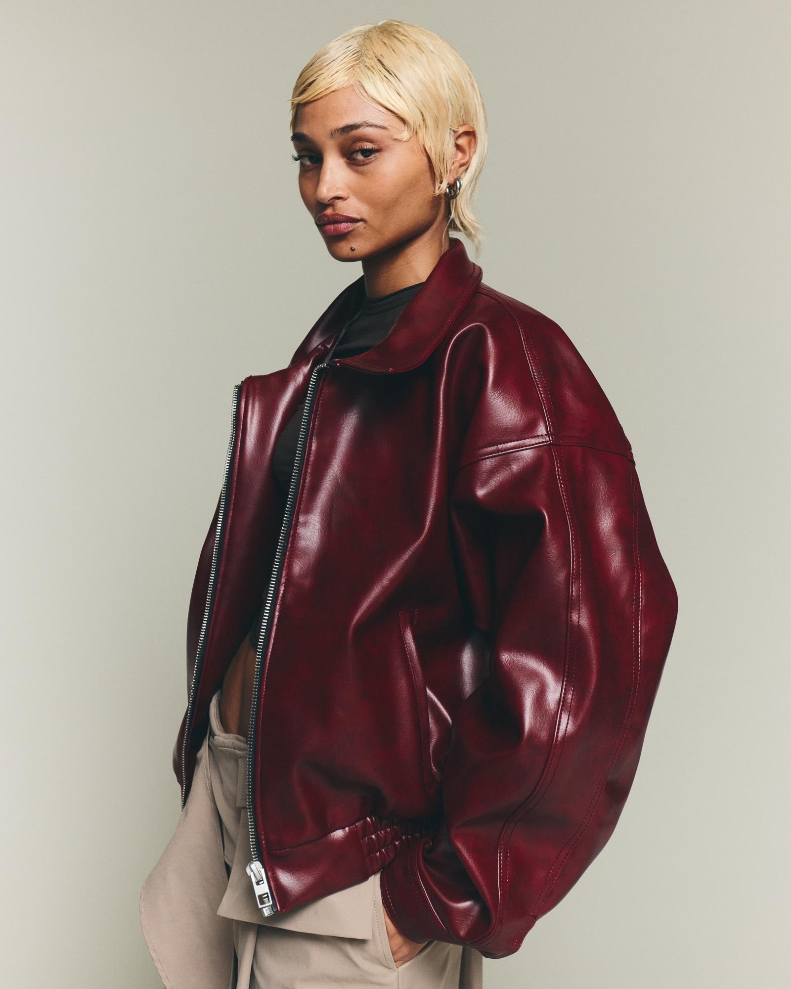 Leather Jacket - Burgundy