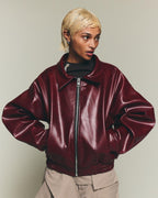 Leather Jacket - Burgundy
