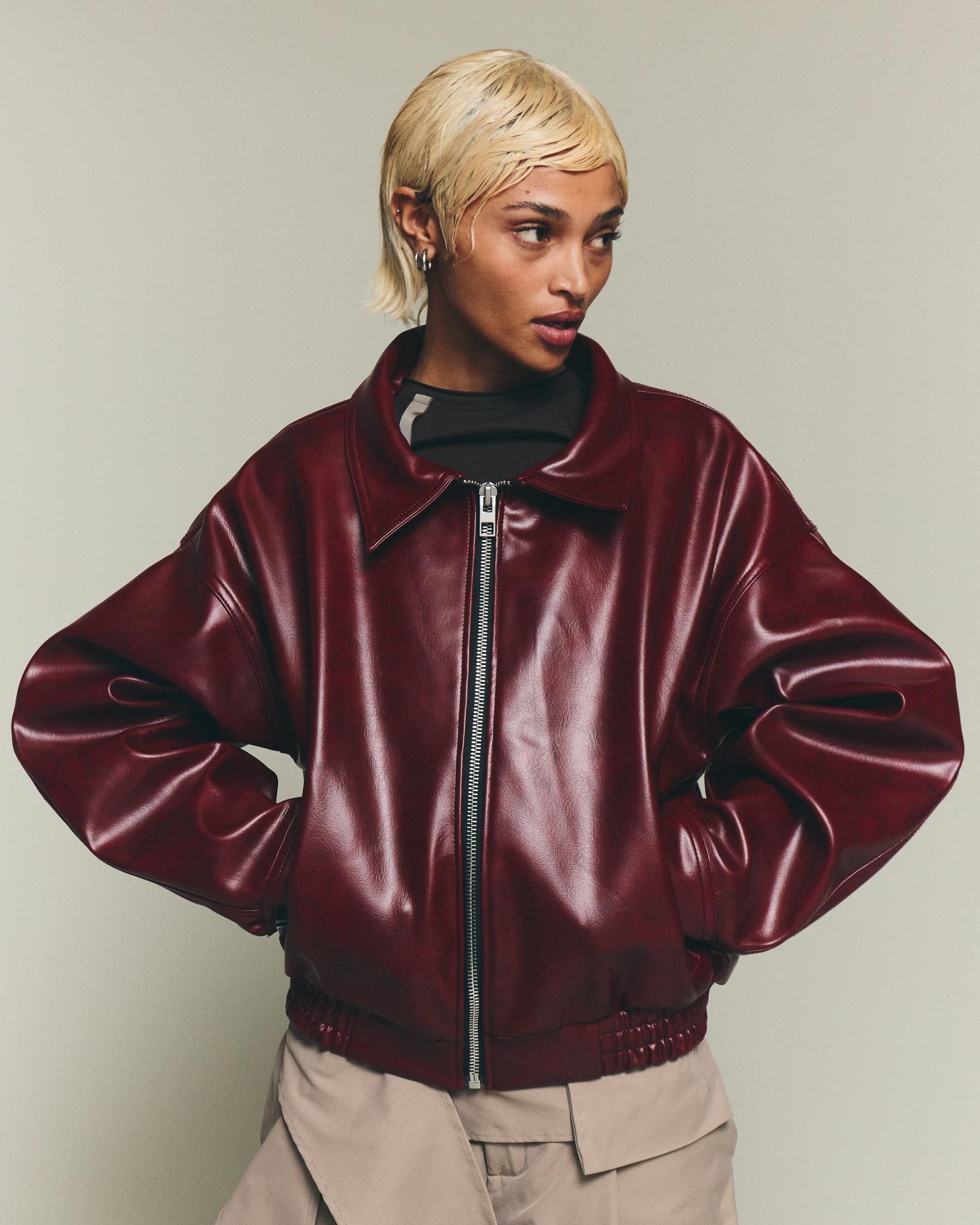 Leather Jacket - Burgundy
