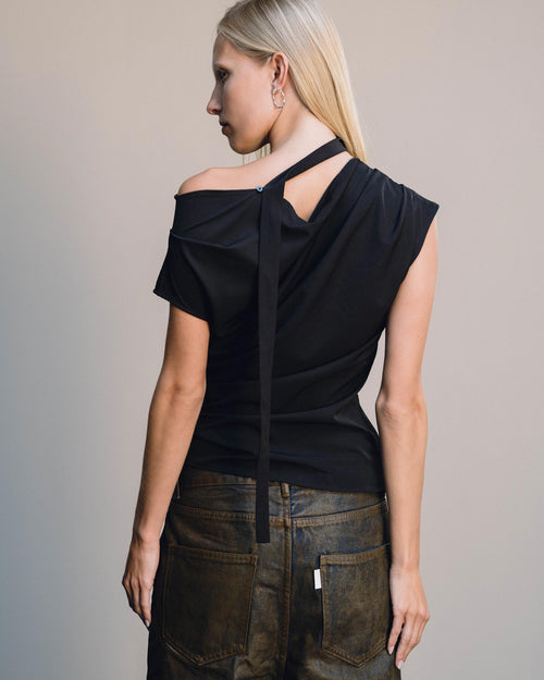 Asymmetrical drop-shoulder - Black