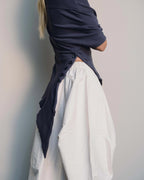 Asymmetric Rib-Knit Top - Purple