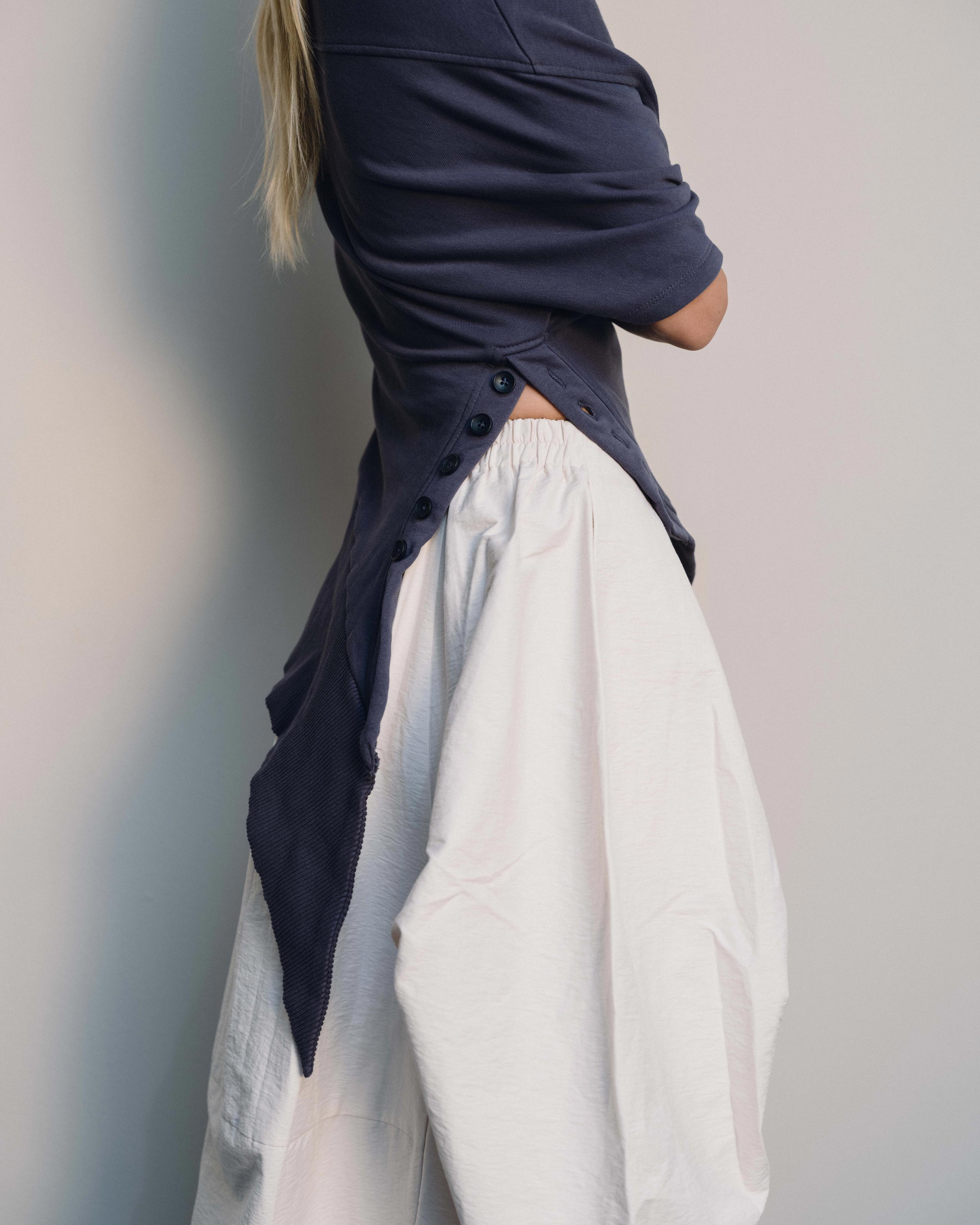 Asymmetric Rib-Knit Top - Purple