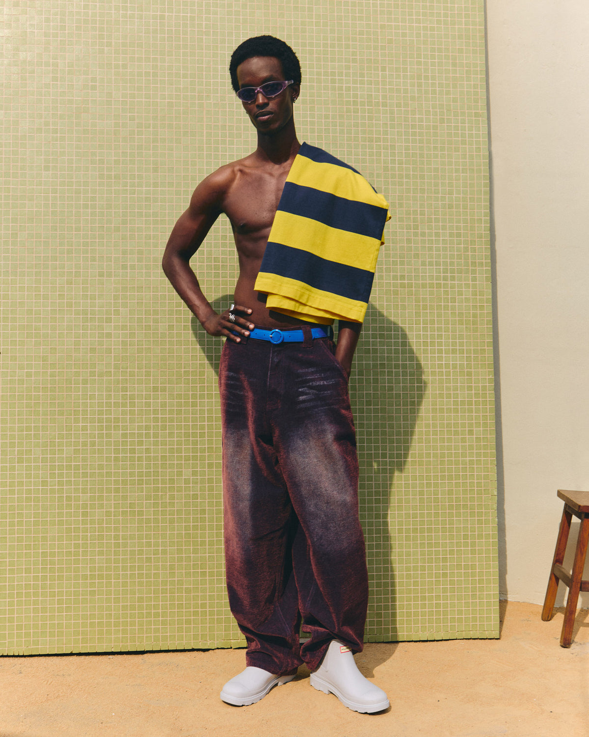 Lasol Striped T shirt - Yellow and Blue