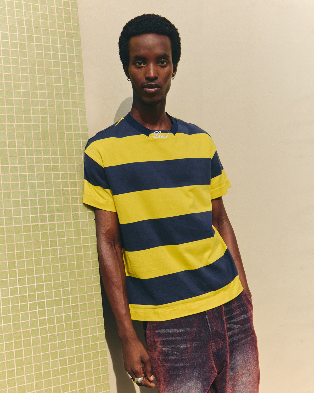 Lasol Striped T shirt - Yellow and Blue